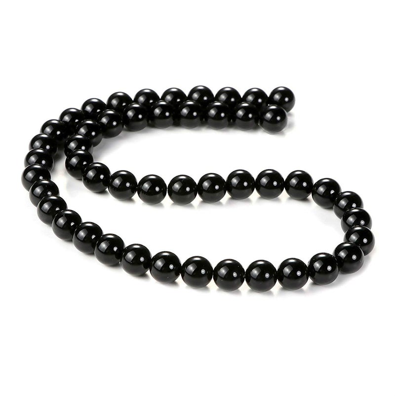 LIFAVOVY 8mm Natural Black Onyx Beads Round Agate Gemstone Loose Beads for Jewelry Making (45-48pcs/strand) - Image 3